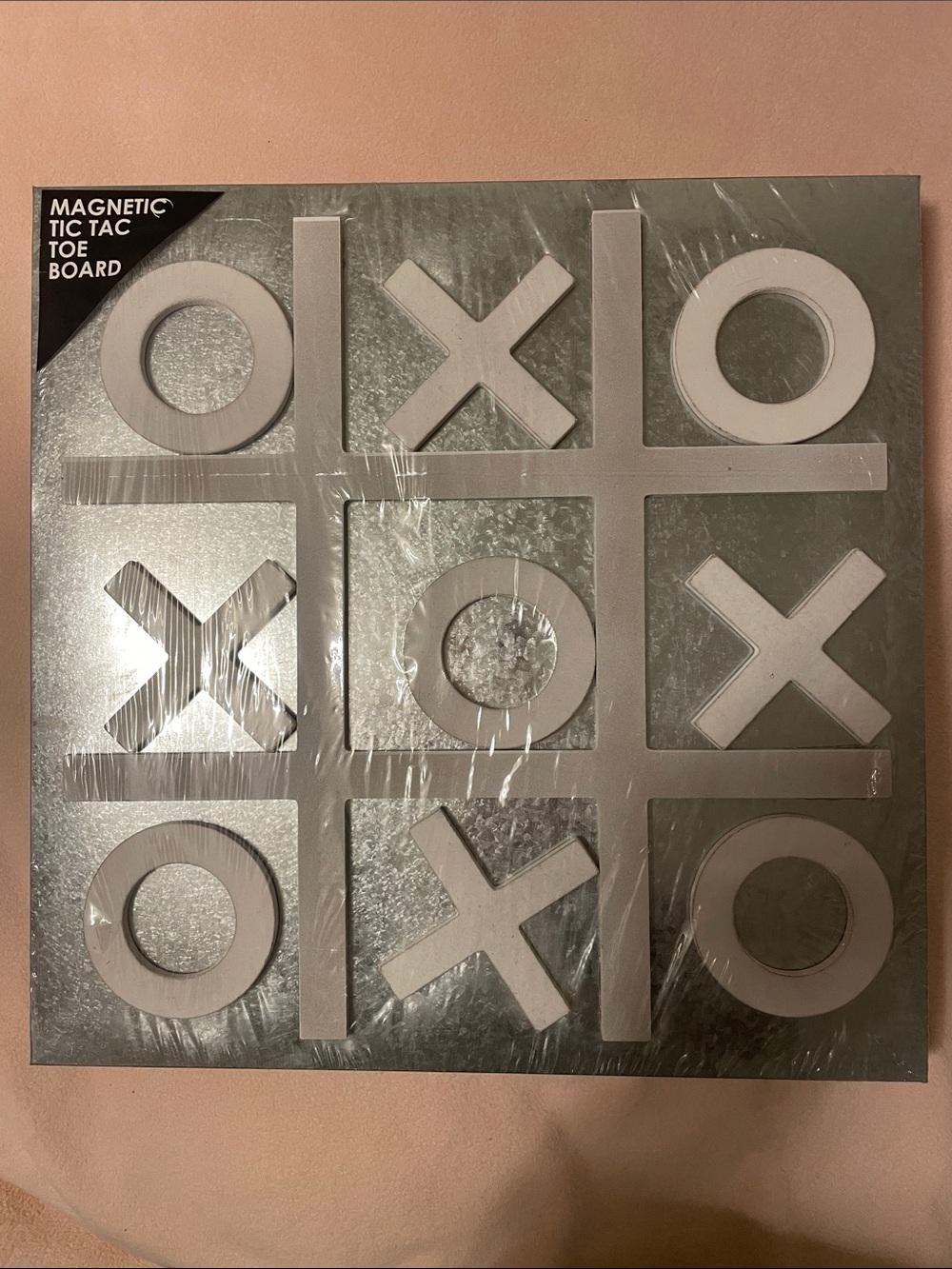 Magnetic Tic Tac Toe Board - Silver with White X/O